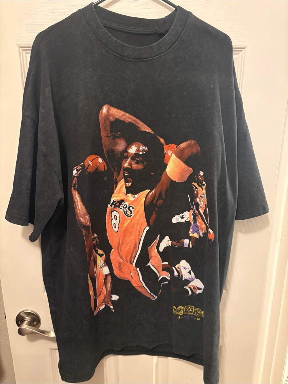 Black Graphic Lakers Short-Sleeve Tee - Orange Print